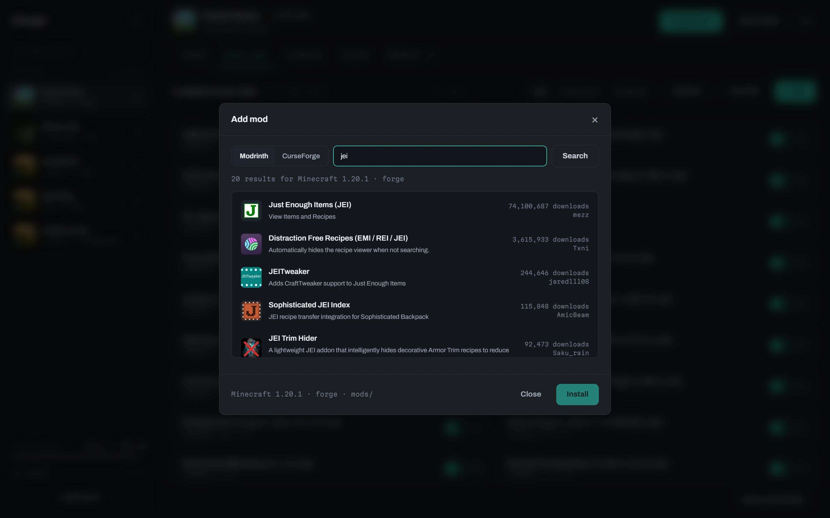 Mineger mod catalog